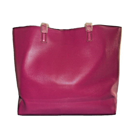 Elizabeth Arden Vintage Fuschia Pink Leather Tote Bag with Flowers | Handbag - Picture 4 of 8